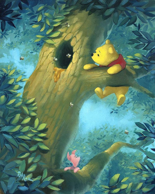 Winnie the Pooh Walt Disney Fine Art Rob Kaz Signed Limited Edition of 195 on Canvas "Curious Bear"