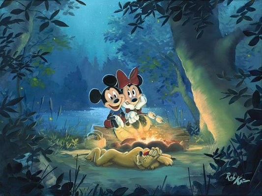 Mickey Mouse and Minnie Mouse Walt Disney Fine Art Rob Kaz Signed Limited Edition of 195 on Canvas "Family Camp Out"