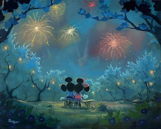Mickey Mouse and Minnie Mouse Walt Disney Fine Art Rob Kaz Signed Limited Edition of 95 on Canvas "Memories of Summer"