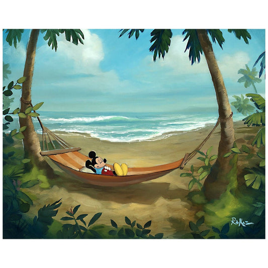 Mickey Mouse Walt Disney Fine Art Rob Kaz Signed Limited Edition of 95 on Canvas "Rest and Relaxation"