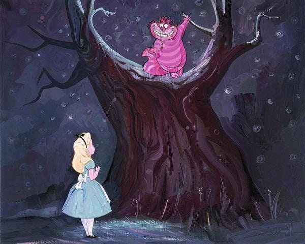 Alice in Wonderland Walt Disney Fine Art Jim Salvati Signed Limited Edition of 195 on Canvas "Choosing Her Path"