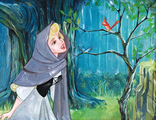 Aurora Sleeping Beauty Walt Disney Fine Art Jim Salvati Signed Limited Edition of 195 on Canvas "Singing with the Birds"