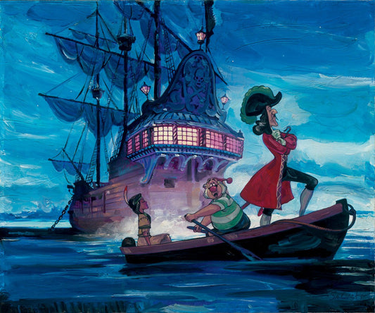 Peter Pan Walt Disney Fine Art Jim Salvati Signed Limited Edition of 195 on Canvas "Tiger Lilly and Hook"