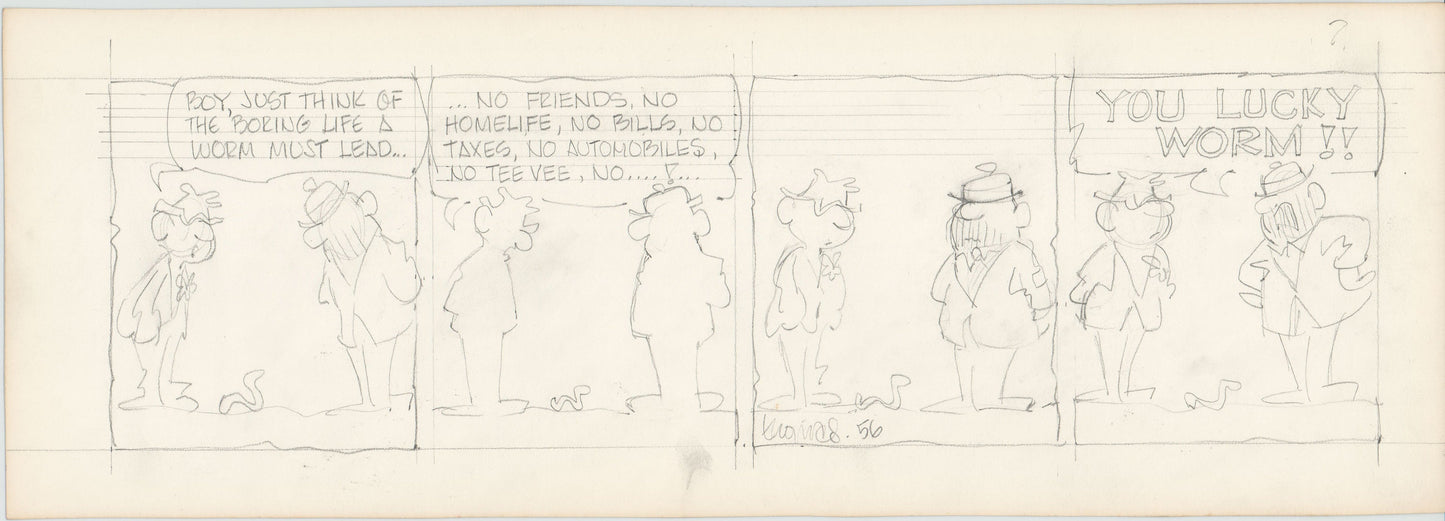 Fred Thomas Signed Concept Original Comic Art Strip Pencil Panel Cartoon 1966 Hobos - Good Ol Bo b4206