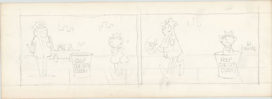 Fred Thomas Signed Concept Original Comic Art Strip Pencil Panel Cartoon 1966 Hobos - Good Ol Bo b4211