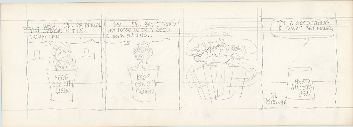 Fred Thomas Signed Concept Original Comic Art Strip Pencil Panel Cartoon 1966 Hobos - Good Ol Bo b4212