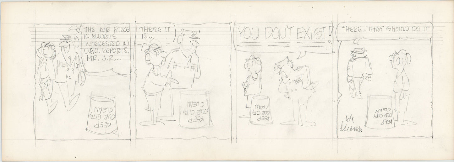 Fred Thomas Signed Concept Original Comic Art Strip Pencil Panel Cartoon 1966 Hobos - Good Ol Bo b4214