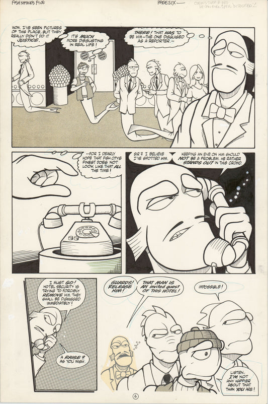 Fish Shticks #5 1992 Hand-inked original comic page by Steve Hauk and Steve Mancuse p6 Offshoot of Fish Police