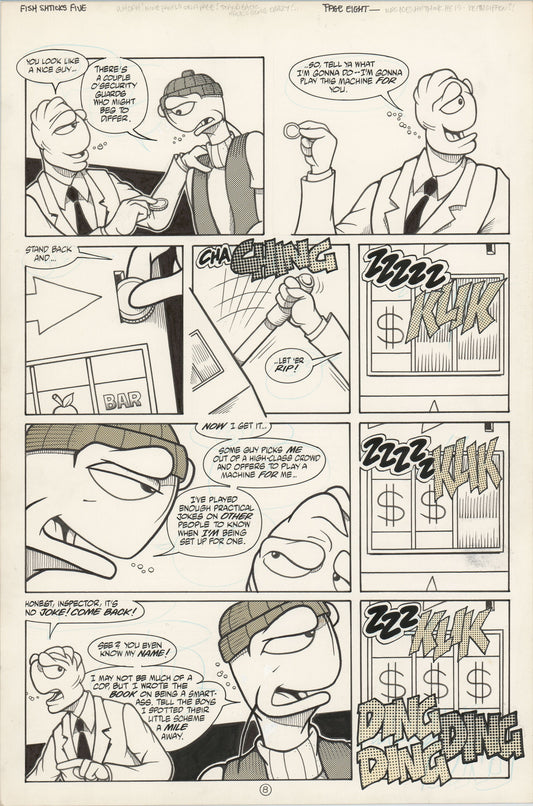 Fish Shticks #5 1992 Hand-inked original comic page by Steve Hauk and Steve Mancuse p8 Offshoot of Fish Police