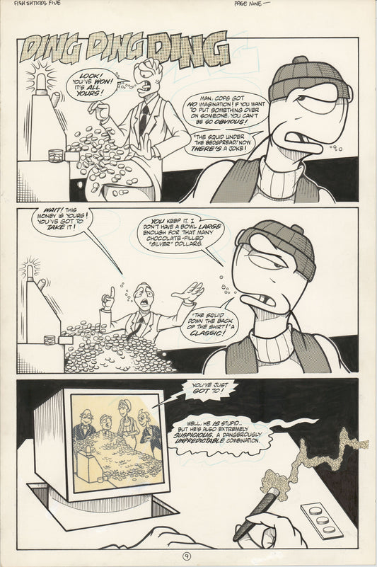 Fish Shticks #5 1992 Hand-inked original comic page by Steve Hauk and Steve Mancuse p9 Offshoot of Fish Police