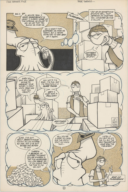 Fish Shticks #5 1992 Hand-inked original comic page by Steve Hauk and Steve Mancuse p20 Offshoot of Fish Police