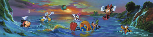 Mickey Mouse Walt Disney Fine Art Jim Warren Signed Limited Edition on Canvas of 95 "A Swim in the Sea"