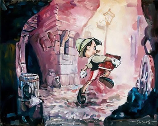 Pinocchio Walt Disney Fine Art Jim Salvati Signed Limited Edition of 195 on Canvas "I'm A Boy"