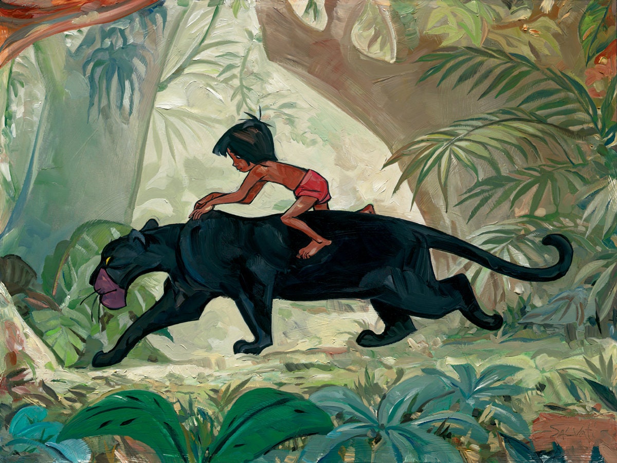 Jungle Book Walt Disney Fine Art Jim Salvati Signed Limited Edition of 195 on Canvas "Jungle Guardian"