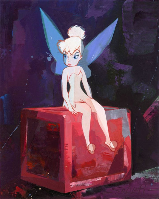 Tinkerbell Peter Pan Walt Disney Fine Art Jim Salvati Signed Limited Edition of 195 on Canvas "Pixie Block"