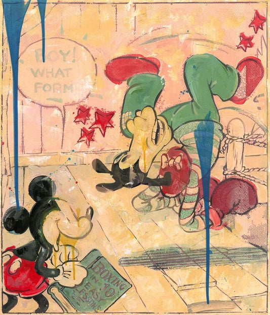 Mickey Mouse Goofy Walt Disney Fine Art Jim Salvati Signed Limited Edition of 195 on Canvas "Ringside"