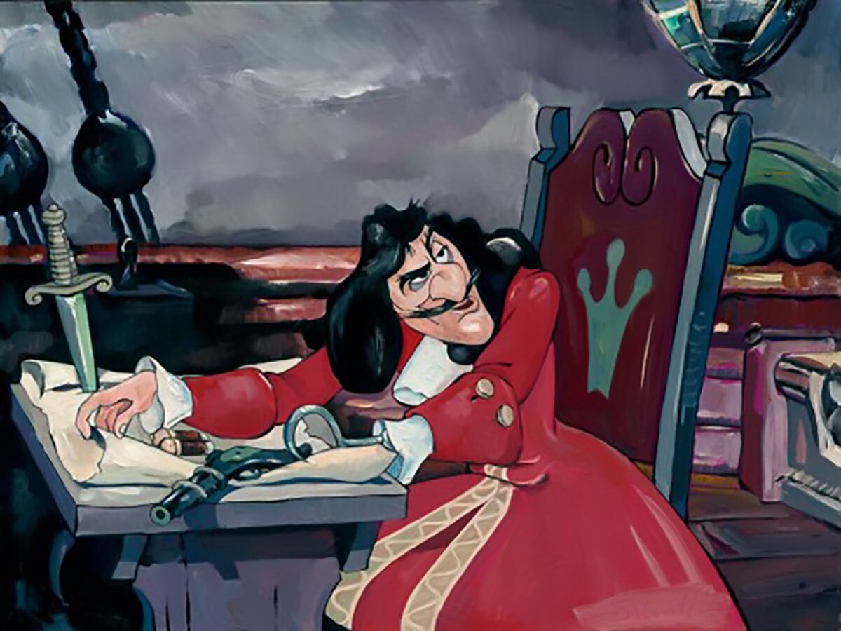 Peter Pan Captain Hook Walt Disney Fine Art Jim Salvati Signed Limited Edition of 50 on Canvas "Captain's Quarters"