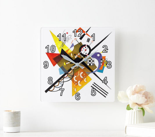 Abstract Expressionist Art Wall Clock by ArtClocks "On White II" by Wassily Kandinsky New Decor Gift