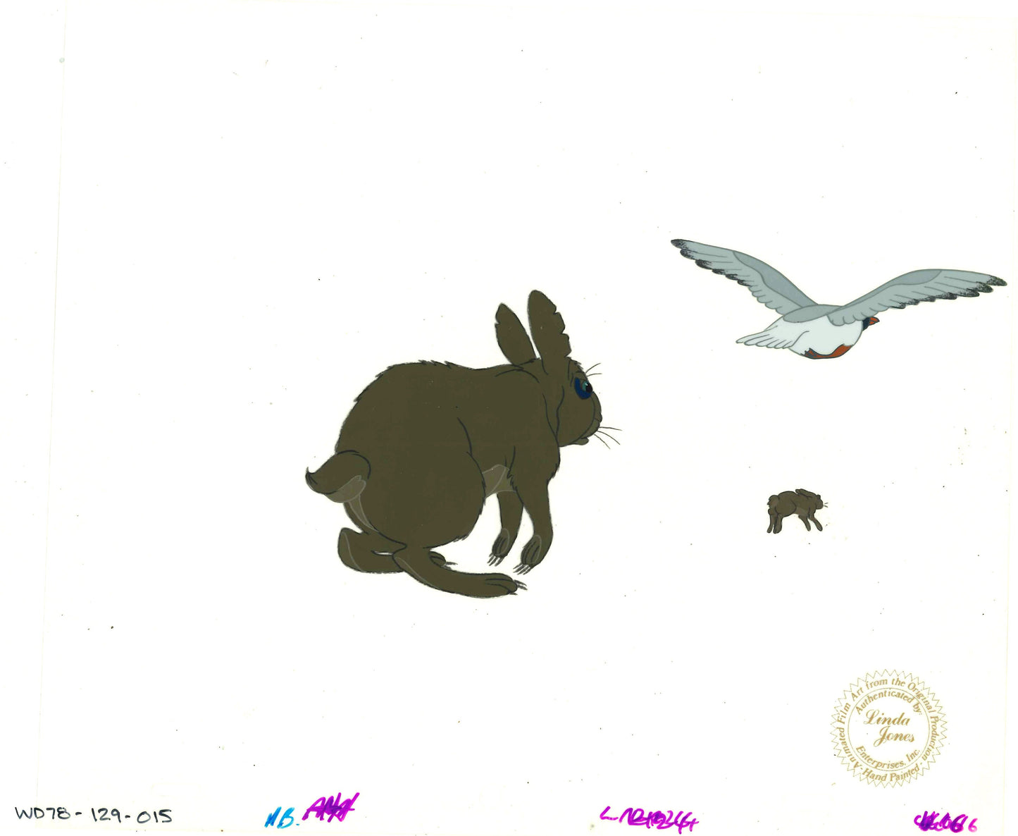 Watership Down 1978 production animation cel LJE Seal COA 129-15