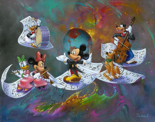 Mickey Mouse Walt Disney Fine Art Jim Warren Signed Limited Edition on Canvas of 95 "A Universe of Music"
