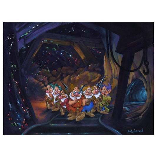 Snow White and the Seven Dwarfs Walt Disney Fine Art Jim Warren Signed Limited Edition on Canvas of 195 "After a Hard Days Work"