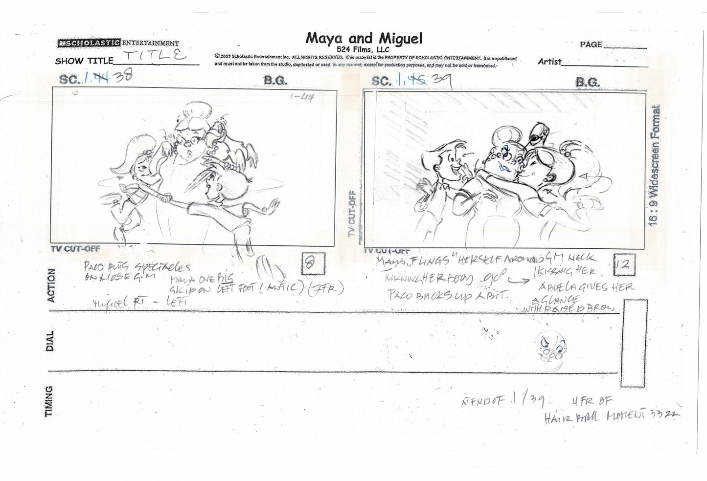 Maya and Miguel OPENING Original Production Animation Storyboard PBS 389