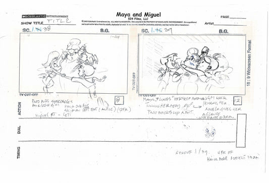 Maya and Miguel OPENING Original Production Animation Storyboard PBS 389