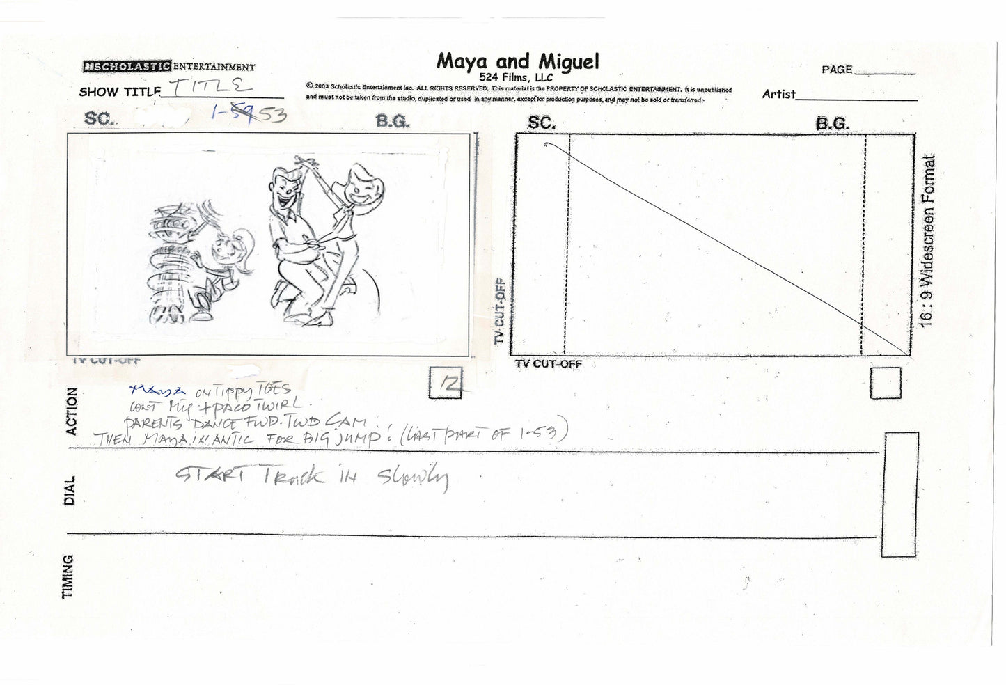 Maya and Miguel OPENING Original Production Animation Storyboard PBS 530