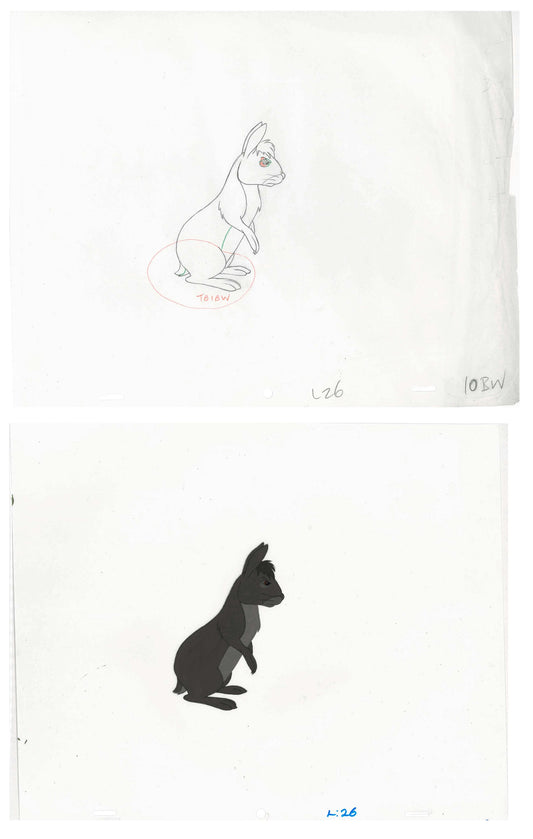2 lot: Watership Down 1978 production Animation Cel AND Drawing of Bigwig 130-26