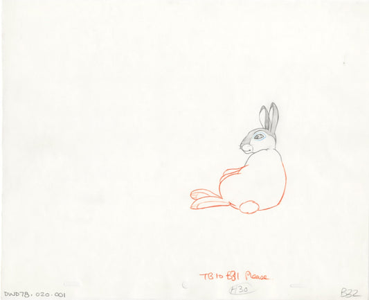 Watership Down 1978 Production Animation Cel Drawing with Linda Jones Enterprise Seal and Certificate of Authenticity 20-001