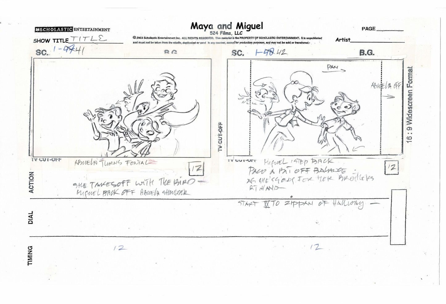 Maya and Miguel OPENING Original Production Animation Storyboard PBS 412