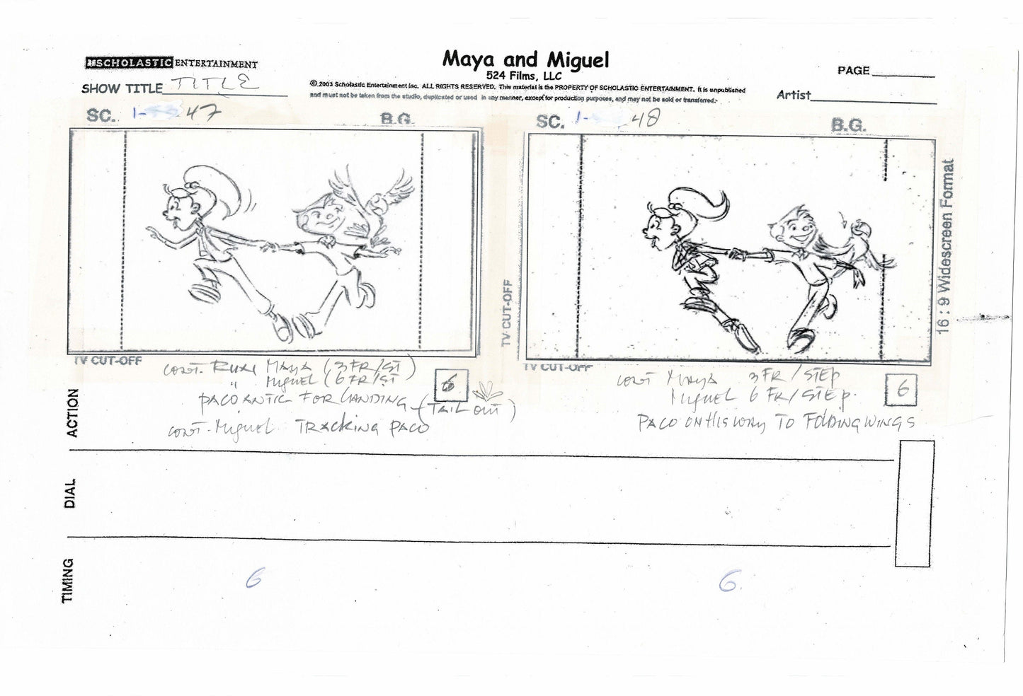 Maya and Miguel OPENING Original Production Animation Storyboard PBS 478
