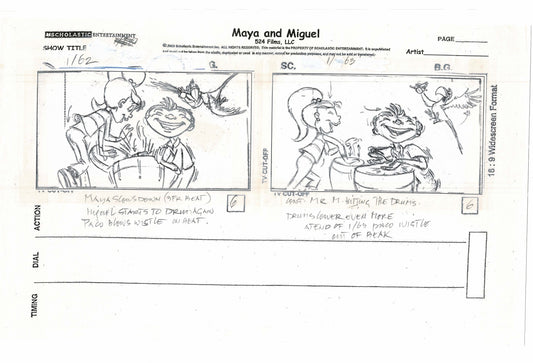 Maya and Miguel OPENING Original Production Animation Storyboard PBS 623