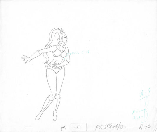 Flash Gordon Aura Filmation Key Original Production Animation Art Cel Drawing a5