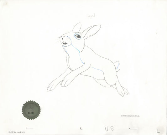 Watership Down 1978 Production Animation Cel Drawing with Linda Jones Enterprise Seal and Certificate of Authenticity 4-23