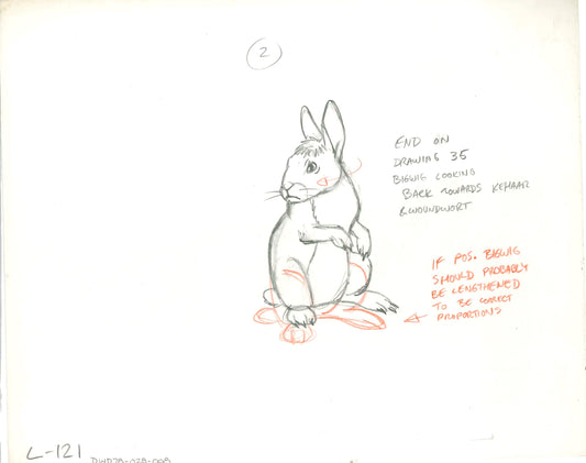 Watership Down 1978 Production Animation Cel Drawing with Linda Jones Enterprise Seal and Certificate of Authenticity 028-8