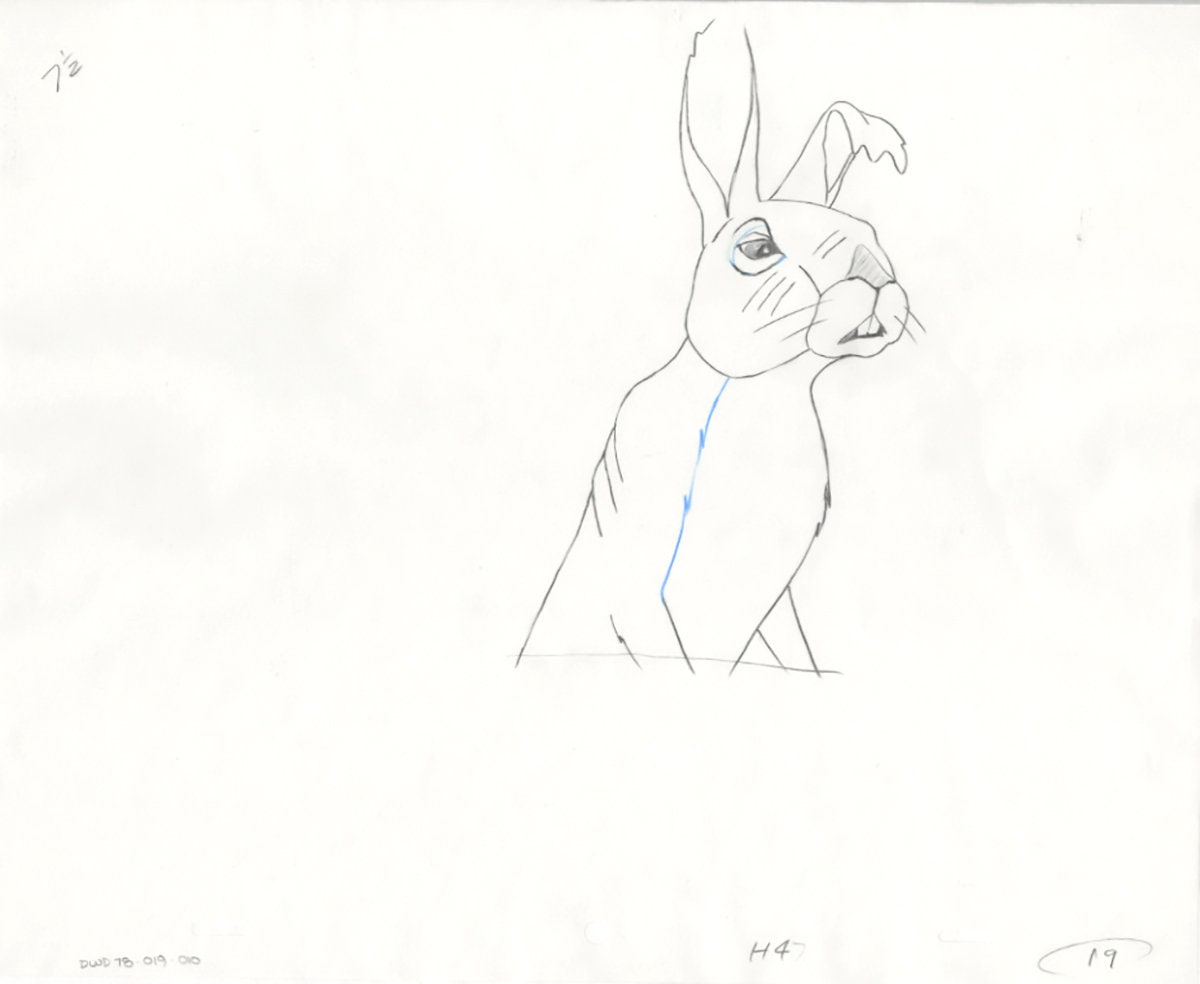 Watership Down 1978 Production Animation Cel Drawing with Linda Jones Enterprise Seal and Certificate of Authenticity 019-010