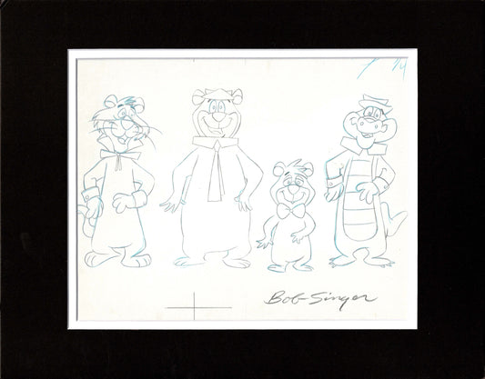 Yogi's Gang Production Animation Art Cel Drawing from 1973 Signed by Animator Bob Singer from the Opening Credits with Snagglepuss