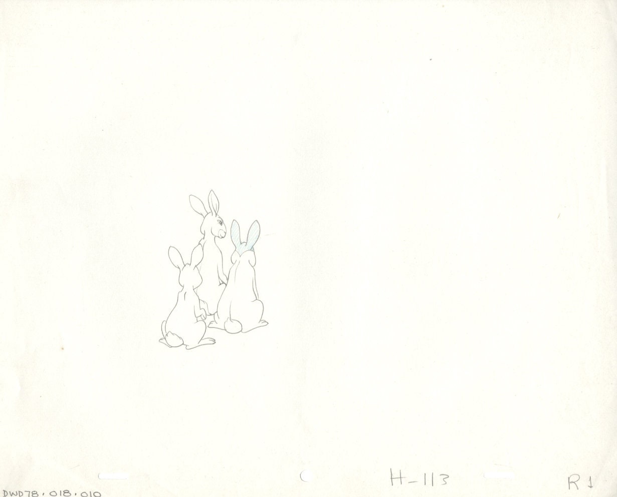 Watership Down 1978 Production Animation Cel Drawing with Linda Jones Enterprise Seal and Certificate of Authenticity 018-10