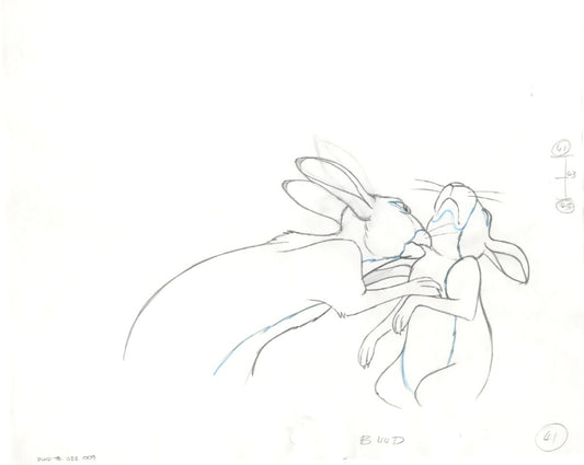 Watership Down 1978 Production Animation Cel Drawing with Linda Jones Enterprise Seal and Certificate of Authenticity 022-009
