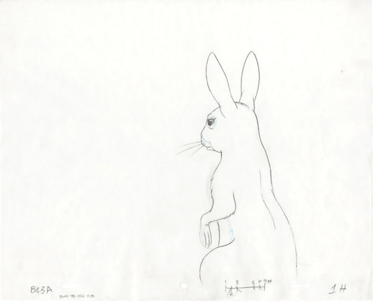 Watership Down 1978 Production Animation Cel Drawing with Linda Jones Enterprise Seal and Certificate of Authenticity 022-018