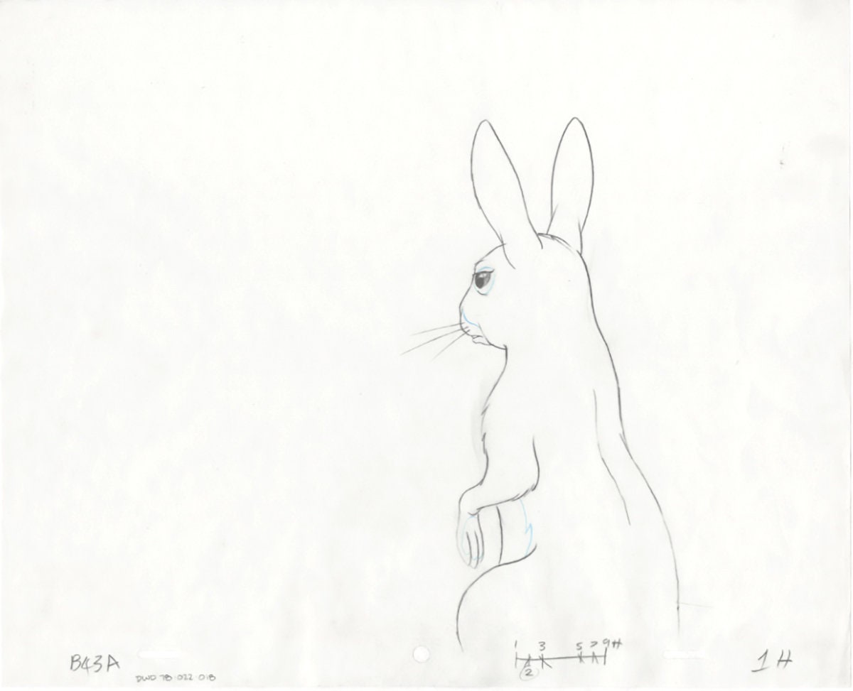 Watership Down 1978 Production Animation Cel Drawing with Linda Jones Enterprise Seal and Certificate of Authenticity 022-018