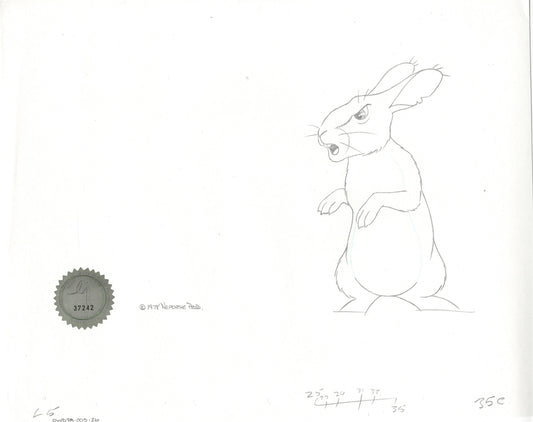 Watership Down 1978 Production Animation Cel Drawing with Linda Jones Enterprise Seal and Certificate of Authenticity 003-26
