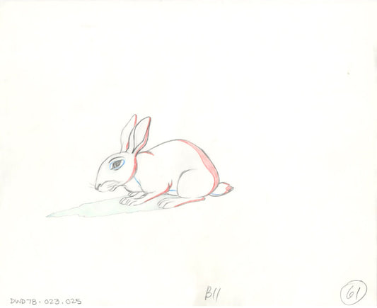 Watership Down 1978 Production Animation Cel Drawing with Linda Jones Enterprise Seal and Certificate of Authenticity 023-025