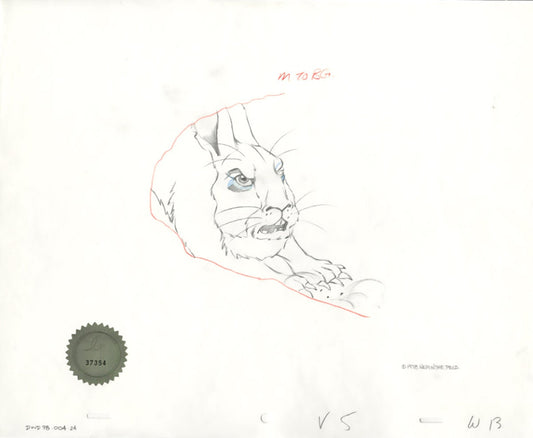 Watership Down 1978 Production Animation Cel Drawing with Linda Jones Enterprise Seal and Certificate of Authenticity 004-24