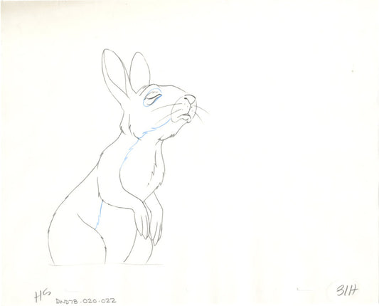 Watership Down 1978 Production Animation Cel Drawing with Linda Jones Enterprise Seal and Certificate of Authenticity 020-022