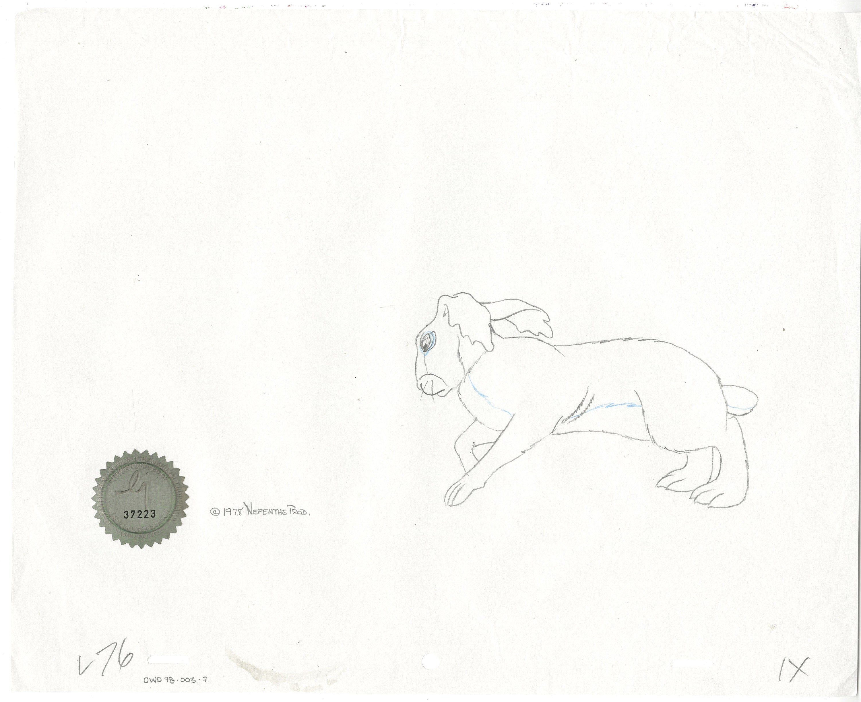 Watership Down 1978 Blackavar Production Animation Cel Drawing with Li ...