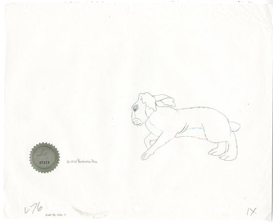 Watership Down 1978 Blackavar Production Animation Cel Drawing with Linda Jones Enterprise Seal and Certificate of Authenticity 003-7
