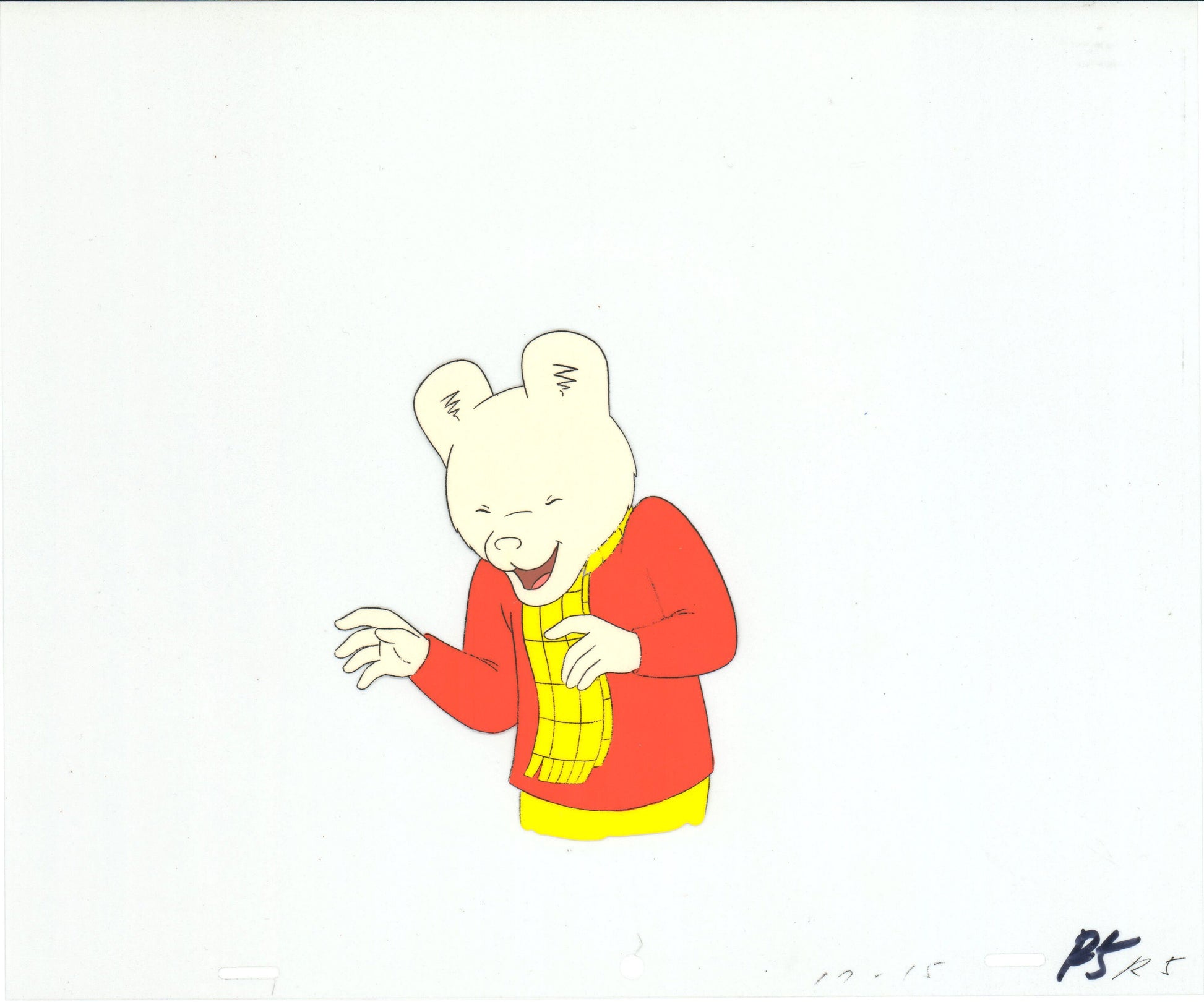 RUPERT BEAR TV SERIES ORIGINAL HAND PAINTED CEL & COPY BACKGROUND