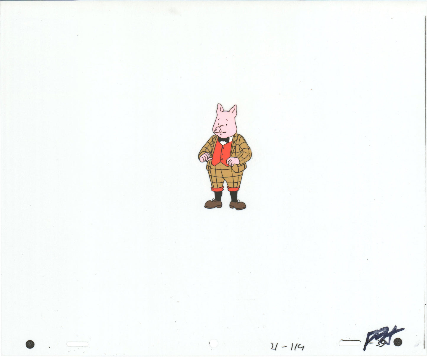 RUPERT Bear Podgy Pig Original Production Animation Cel from the Cartoon by Nelvana Tourtel Animation 1990s B70301